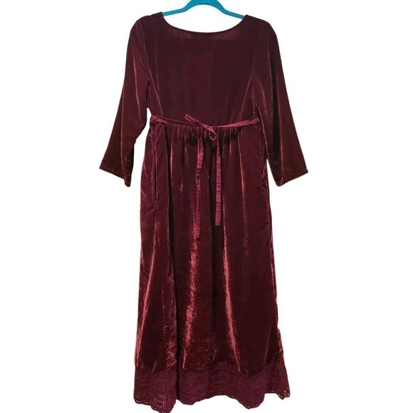 April Cornell Francesca Velvet Dress, Floral Embroidery, Crochet Hemline | XS - Picture 6 of 13